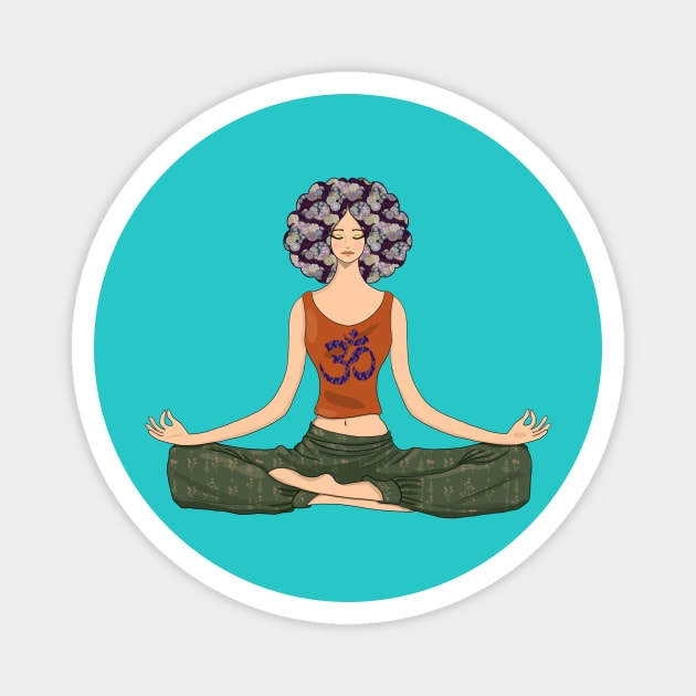 lotus pose Magnet by Handan